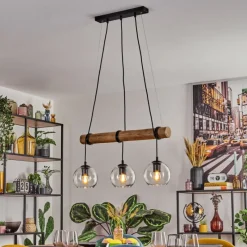 hofstein Koyoto Suspension, Boule lumineuse, Suspension Écru, Noir, 3 lumières