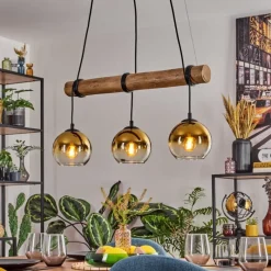 Lampes Dorées-hofstein Koyoto Suspension, Boule lumineuse, Suspension Écru, Noir, 3 lumières