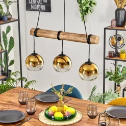 Lampes Dorées-hofstein Koyoto Suspension, Boule lumineuse, Suspension Écru, Noir, 3 lumières