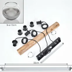 hofstein Koyoto Suspension, Boule lumineuse, Suspension Écru, Noir, 3 lumières