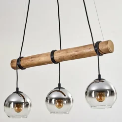 hofstein Koyoto Suspension, Boule lumineuse, Suspension Écru, Noir, 3 lumières