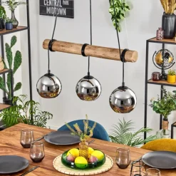 hofstein Koyoto Suspension, Boule lumineuse, Suspension Écru, Noir, 3 lumières