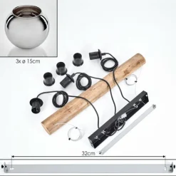 hofstein Koyoto Suspension, Boule lumineuse, Suspension Écru, Noir, 3 lumières