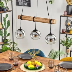 hofstein Koyoto Suspension, Boule lumineuse, Suspension Écru, Noir, 3 lumières