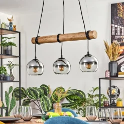 hofstein Koyoto Suspension, Boule lumineuse, Suspension Écru, Noir, 3 lumières