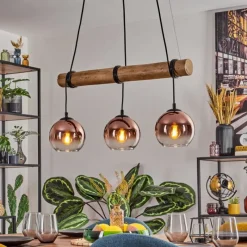 hofstein Koyoto Suspension, Boule lumineuse, Suspension Écru, Noir, 3 lumières