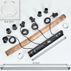 hofstein Koyoto Suspension, Boule lumineuse, Suspension Écru, Noir, 4 lumières