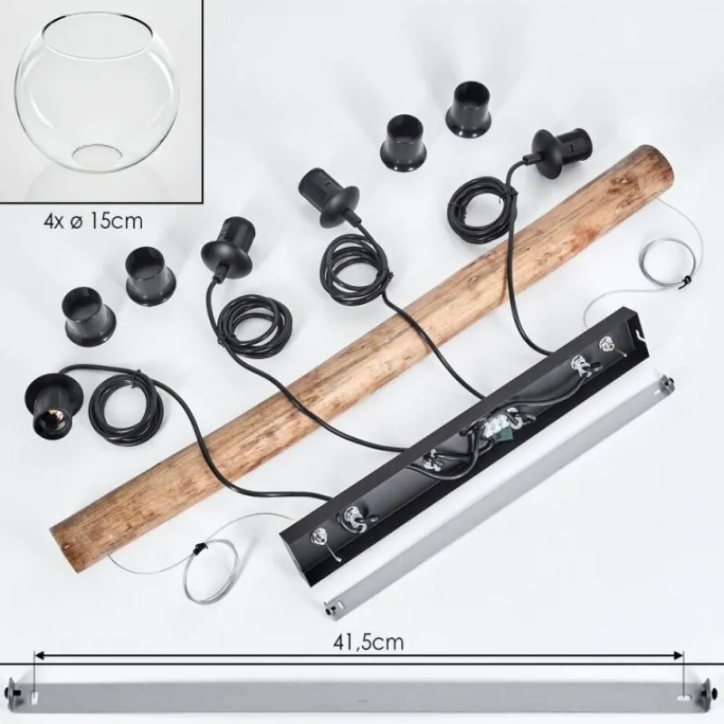 hofstein Koyoto Suspension, Boule lumineuse, Suspension Écru, Noir, 4 lumières