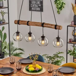 hofstein Koyoto Suspension, Boule lumineuse, Suspension Écru, Noir, 4 lumières