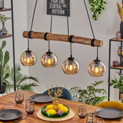 hofstein Koyoto Suspension, Boule lumineuse, Suspension Écru, Noir, 4 lumières