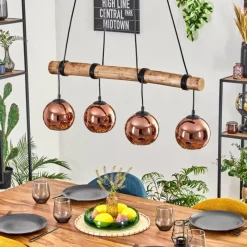 hofstein Koyoto Suspension, Boule lumineuse, Suspension Écru, Noir, 4 lumières