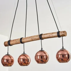 hofstein Koyoto Suspension, Boule lumineuse, Suspension Écru, Noir, 4 lumières