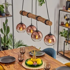 hofstein Koyoto Suspension, Boule lumineuse, Suspension Écru, Noir, 4 lumières