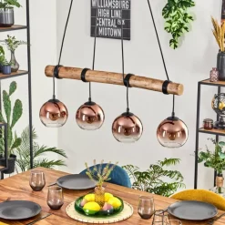 hofstein Koyoto Suspension, Boule lumineuse, Suspension Écru, Noir, 4 lumières