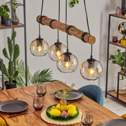 hofstein Koyoto Suspension, Boule lumineuse, Suspension Écru, Noir, 4 lumières