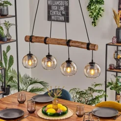 hofstein Koyoto Suspension, Boule lumineuse, Suspension Écru, Noir, 4 lumières