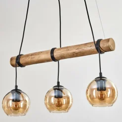 Style Boho-Chic-hofstein Koyoto Suspension, Boule lumineuse, Suspension Écru, Noir, 3 lumières