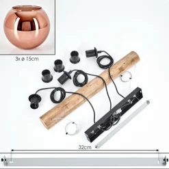 hofstein Koyoto Suspension, Boule lumineuse, Suspension Écru, Noir, 3 lumières