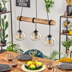 hofstein Koyoto Suspension, Boule lumineuse, Suspension Écru, Noir, 3 lumières