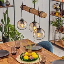 hofstein Koyoto Suspension, Boule lumineuse, Suspension Écru, Noir, 3 lumières