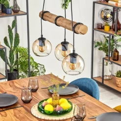 hofstein Koyoto Suspension, Boule lumineuse, Suspension Écru, Noir, 3 lumières