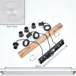 hofstein Koyoto Suspension, Boule lumineuse, Suspension Écru, Noir, 3 lumières