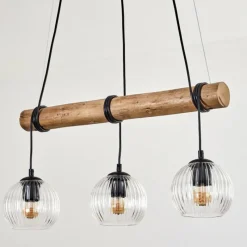 hofstein Koyoto Suspension, Boule lumineuse, Suspension Écru, Noir, 3 lumières