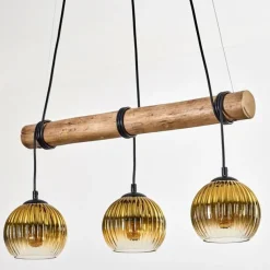 Lampes Dorées-hofstein Koyoto Suspension, Boule lumineuse, Suspension Écru, Noir, 3 lumières