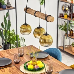 Lampes Dorées-hofstein Koyoto Suspension, Boule lumineuse, Suspension Écru, Noir, 3 lumières