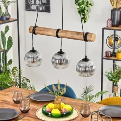 Suspension Verre Fumé-hofstein Koyoto Suspension, Boule lumineuse, Suspension Écru, Noir, 3 lumières