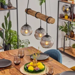 Suspension Verre Fumé-hofstein Koyoto Suspension, Boule lumineuse, Suspension Écru, Noir, 3 lumières