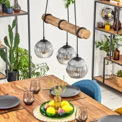 Suspension Verre Fumé-hofstein Koyoto Suspension, Boule lumineuse, Suspension Écru, Noir, 3 lumières