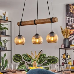 hofstein Koyoto Suspension, Boule lumineuse, Suspension Écru, Noir, 3 lumières