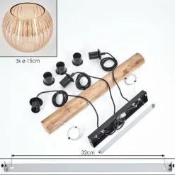 hofstein Koyoto Suspension, Boule lumineuse, Suspension Écru, Noir, 3 lumières