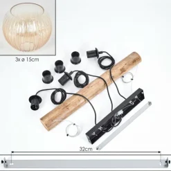 hofstein Koyoto Suspension, Boule lumineuse, Suspension Écru, Noir, 3 lumières