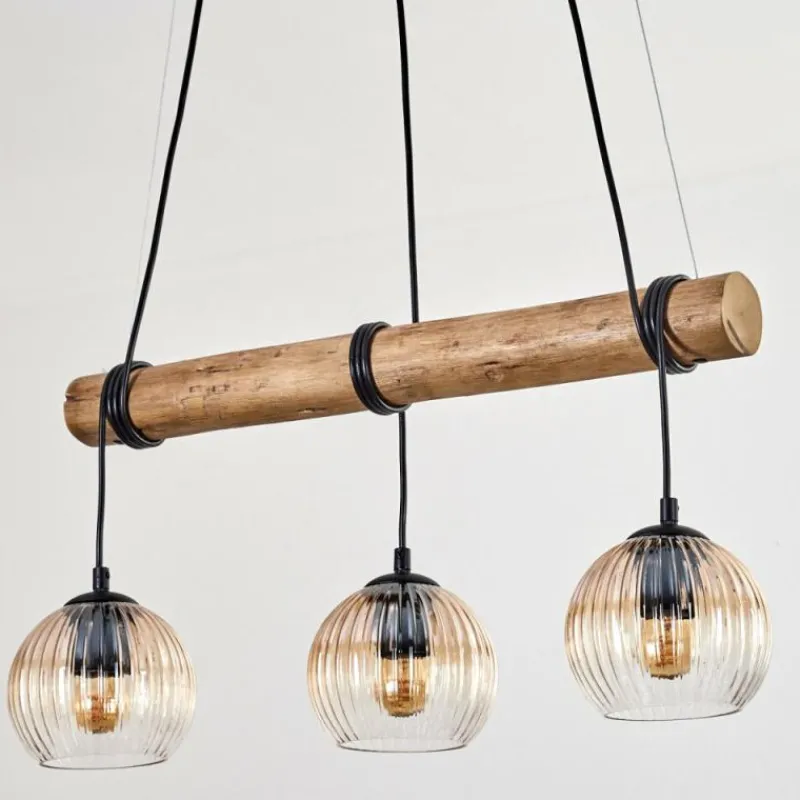 hofstein Koyoto Suspension, Boule lumineuse, Suspension Écru, Noir, 3 lumières