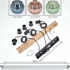 Style Boho-Chic-hofstein Koyoto Suspension, Boule lumineuse, Suspension Écru, Noir, 3 lumières