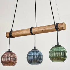 Style Boho-Chic-hofstein Koyoto Suspension, Boule lumineuse, Suspension Écru, Noir, 3 lumières