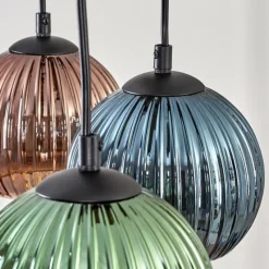 Style Boho-Chic-hofstein Koyoto Suspension, Boule lumineuse, Suspension Écru, Noir, 3 lumières