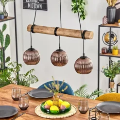 Style Boho-Chic-hofstein Koyoto Suspension, Boule lumineuse, Suspension Écru, Noir, 3 lumières