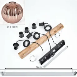 Style Boho-Chic-hofstein Koyoto Suspension, Boule lumineuse, Suspension Écru, Noir, 3 lumières