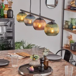 Lampes À Boules-hofstein Koyoto Suspension, Boule lumineuse, Suspension Bleu, Vert, Cuivré, 4 lumières