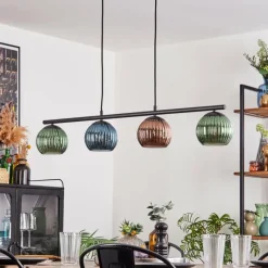 Lampes À Boules-hofstein Koyoto Suspension, Boule lumineuse, Suspension Bleu, Vert, Cuivré, 4 lumières