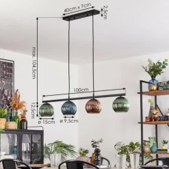 Lampes À Boules-hofstein Koyoto Suspension, Boule lumineuse, Suspension Bleu, Vert, Cuivré, 4 lumières