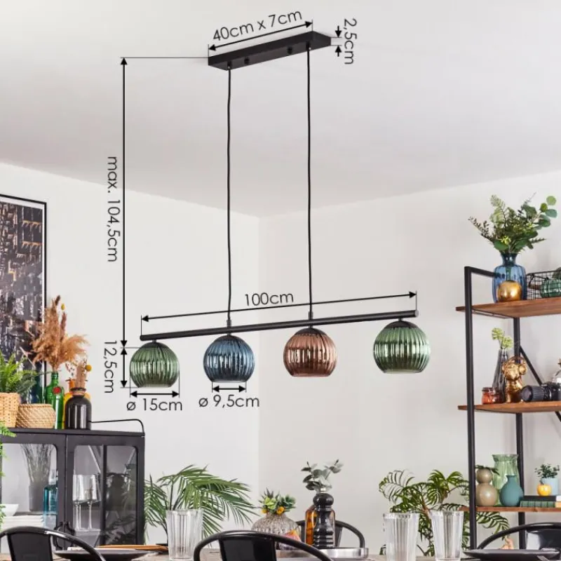 Lampes À Boules-hofstein Koyoto Suspension, Boule lumineuse, Suspension Bleu, Vert, Cuivré, 4 lumières