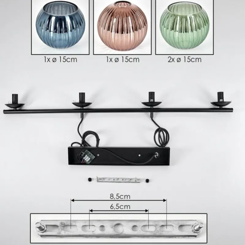 Lampes À Boules-hofstein Koyoto Suspension, Boule lumineuse, Suspension Bleu, Vert, Cuivré, 4 lumières