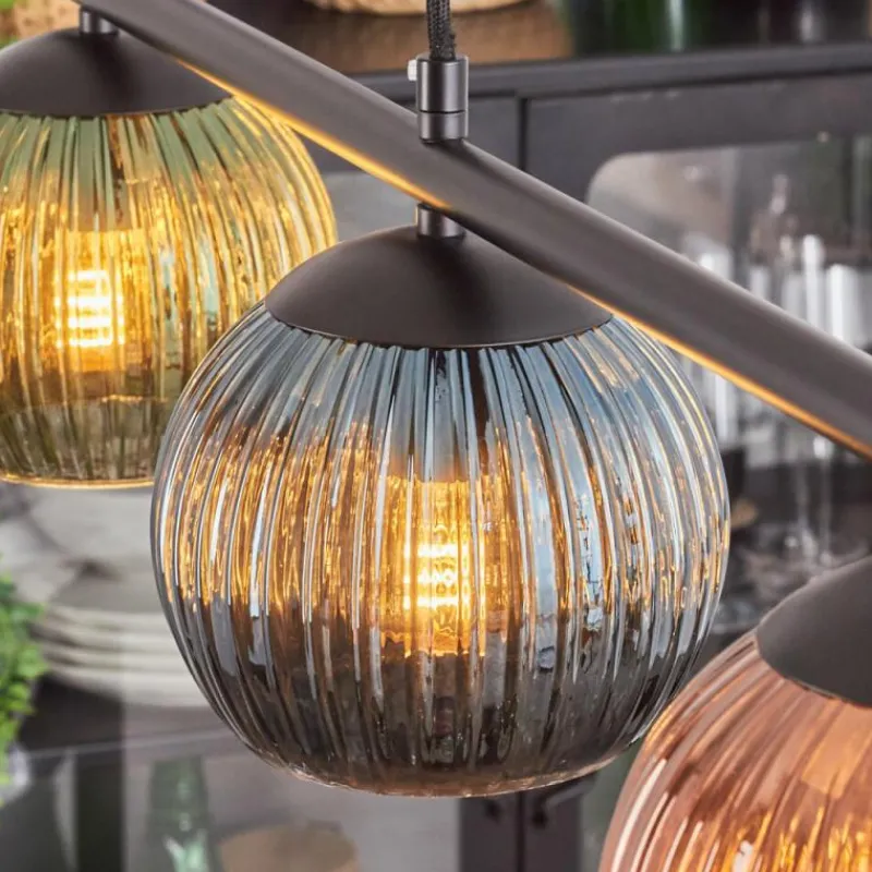 Lampes À Boules-hofstein Koyoto Suspension, Boule lumineuse, Suspension Bleu, Vert, Cuivré, 4 lumières