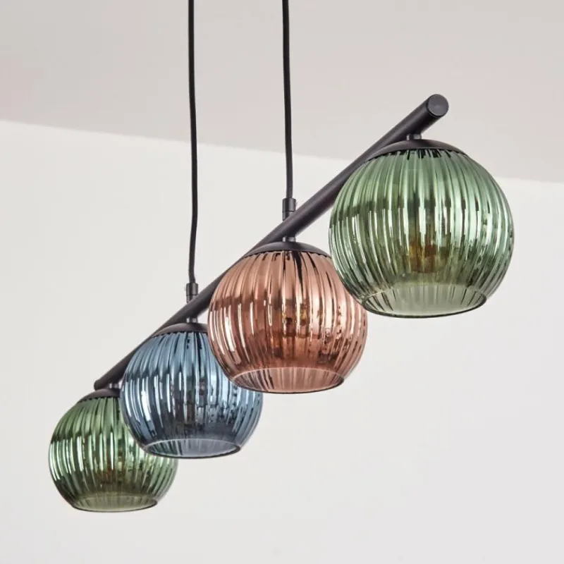 Lampes À Boules-hofstein Koyoto Suspension, Boule lumineuse, Suspension Bleu, Vert, Cuivré, 4 lumières