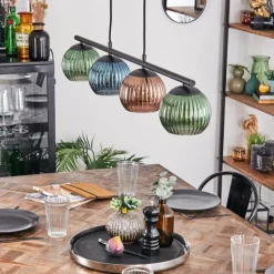 Lampes À Boules-hofstein Koyoto Suspension, Boule lumineuse, Suspension Bleu, Vert, Cuivré, 4 lumières