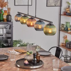 Lampes À Boules-hofstein Koyoto Suspension, Boule lumineuse, Suspension Bleu, Vert, Cuivré, 5 lumières